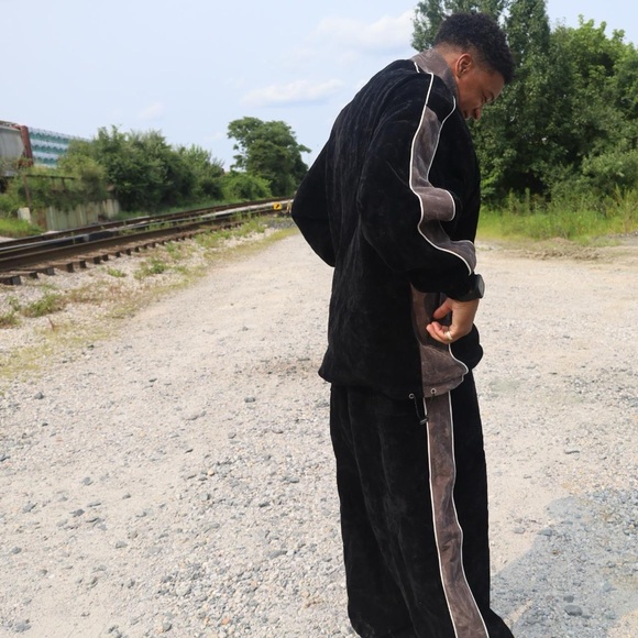 Men's Black and Gray Track Pants - Picture 5 of 8